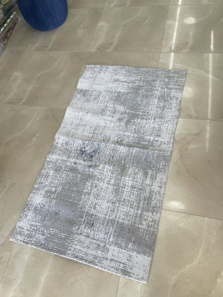 سجاد 80 150 سم رمادي وابيض